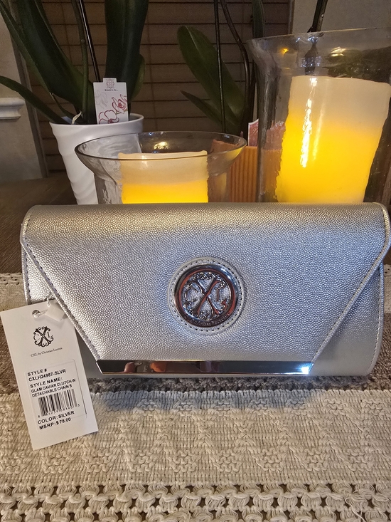 Christian Lacroix Handbags - NWT Christian Lacroix Silver Glam Caviar Clutch Chain Strap Purse
